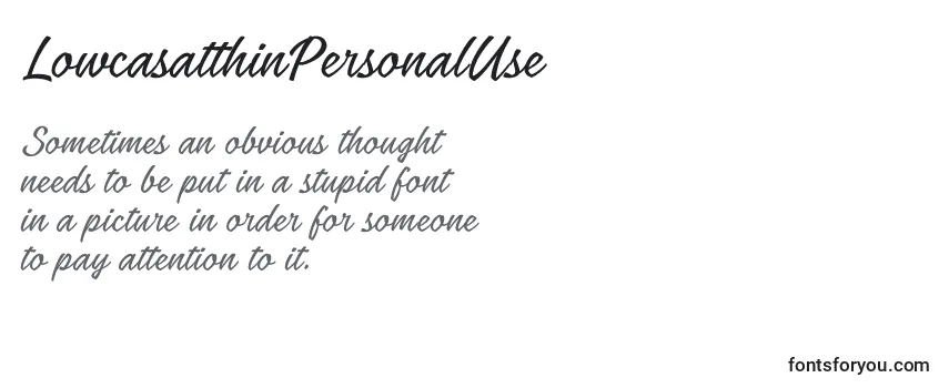 Review of the LowcasatthinPersonalUse Font