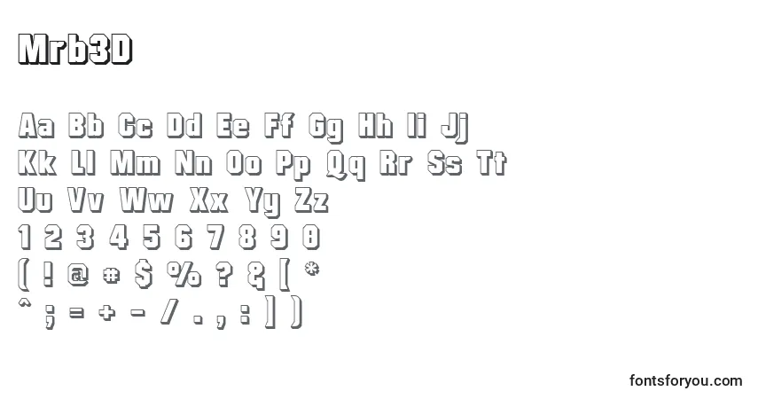 Schriftart Mrb3D – Alphabet, Zahlen, spezielle Symbole