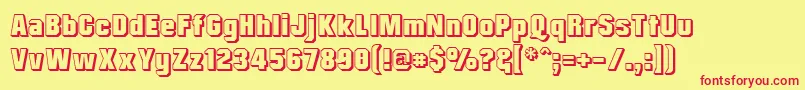 Mrb3D-Schriftart – Rote Schriften auf gelbem Hintergrund