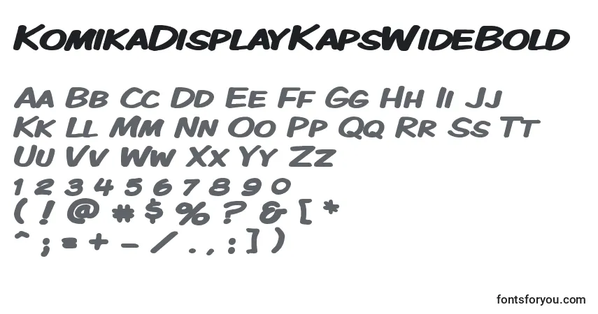 A fonte KomikaDisplayKapsWideBold – alfabeto, números, caracteres especiais