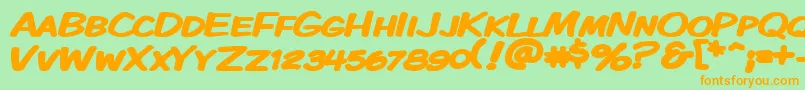 KomikaDisplayKapsWideBold Font – Orange Fonts on Green Background
