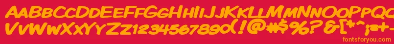 KomikaDisplayKapsWideBold Font – Orange Fonts on Red Background