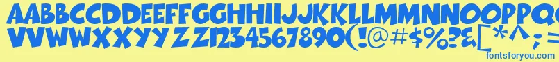 Thwack Font – Blue Fonts on Yellow Background