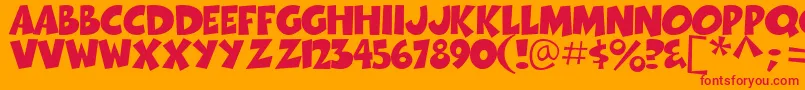 Thwack Font – Red Fonts on Orange Background