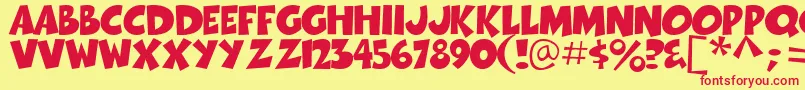 Thwack Font – Red Fonts on Yellow Background