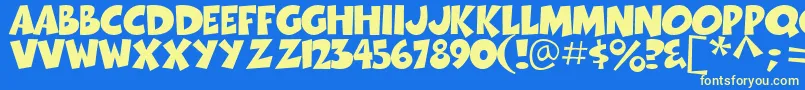 Thwack Font – Yellow Fonts on Blue Background