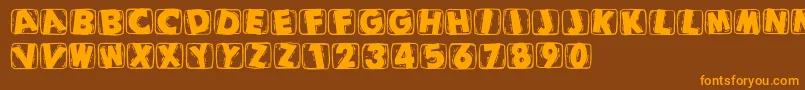 Woodcuttedcapsblack Font – Orange Fonts on Brown Background