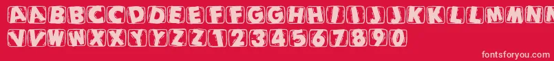 Woodcuttedcapsblack Font – Pink Fonts on Red Background