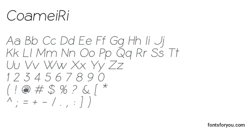 Schriftart CoameiRi – Alphabet, Zahlen, spezielle Symbole