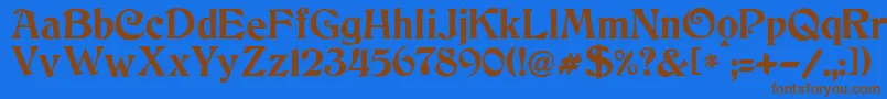 フォントJmhCthulhumbusUg – 茶色の文字が青い背景にあります。