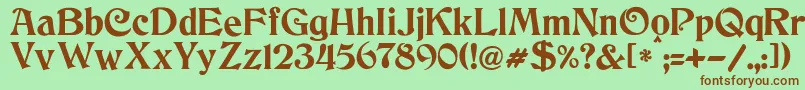 フォントJmhCthulhumbusUg – 緑の背景に茶色のフォント
