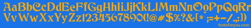 JmhCthulhumbusUg-Schriftart – Orangefarbene Schriften auf blauem Hintergrund