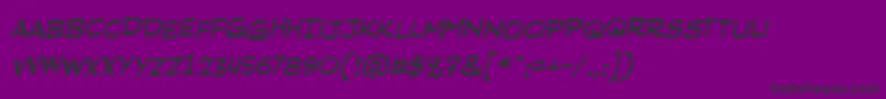 フォントRedstatebluestatebbItal – 紫の背景に黒い文字
