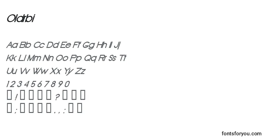 Schriftart Oldrbi – Alphabet, Zahlen, spezielle Symbole