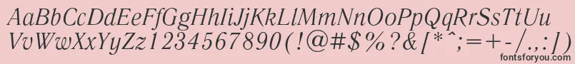 LiteraturnayaItalic-Schriftart – Schwarze Schriften auf rosa Hintergrund