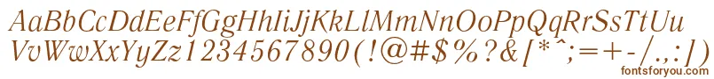 LiteraturnayaItalic-Schriftart – Braune Schriften auf weißem Hintergrund