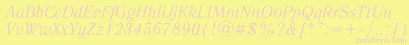 フォントLiteraturnayaItalic – ピンクのフォント、黄色の背景