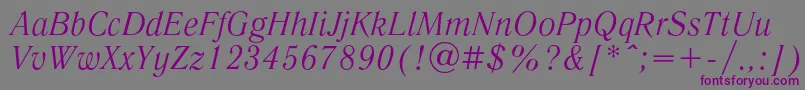 LiteraturnayaItalic-fontti – violetit fontit harmaalla taustalla