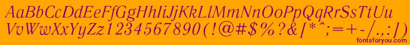 LiteraturnayaItalic-fontti – violetit fontit oranssilla taustalla