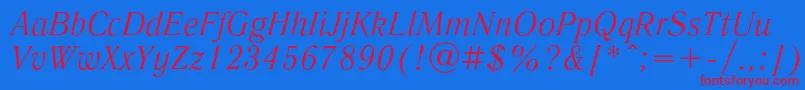 LiteraturnayaItalic-fontti – punaiset fontit sinisellä taustalla