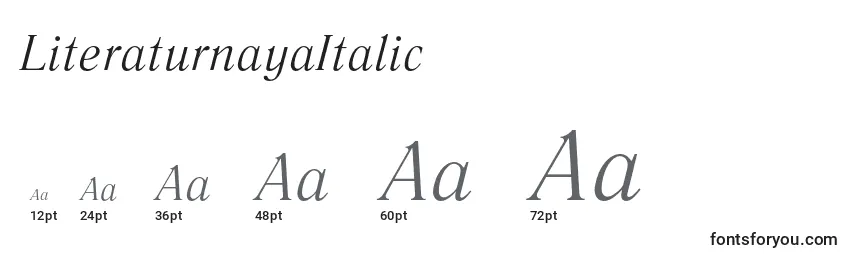 Размеры шрифта LiteraturnayaItalic
