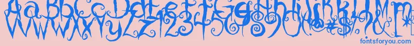 CoralinesCat Font – Blue Fonts on Pink Background