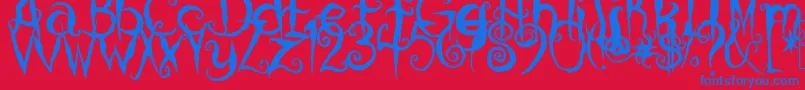 CoralinesCat Font – Blue Fonts on Red Background