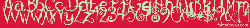 CoralinesCat Font – Green Fonts on Red Background