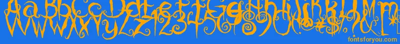 CoralinesCat Font – Orange Fonts on Blue Background