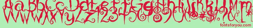 CoralinesCat Font – Red Fonts on Green Background