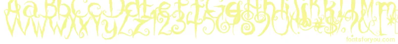 CoralinesCat Font – Yellow Fonts on White Background