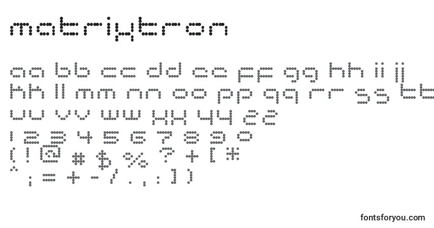 Matrixtron-fontti – aakkoset, numerot, erikoismerkit