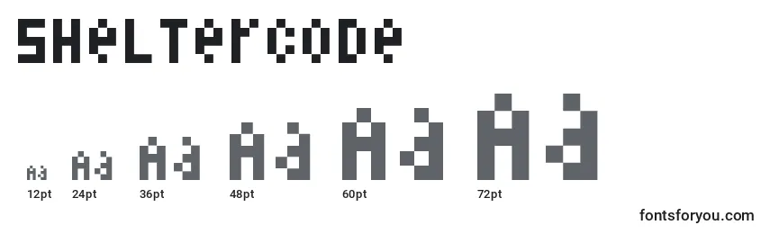 Размеры шрифта ShelterCode