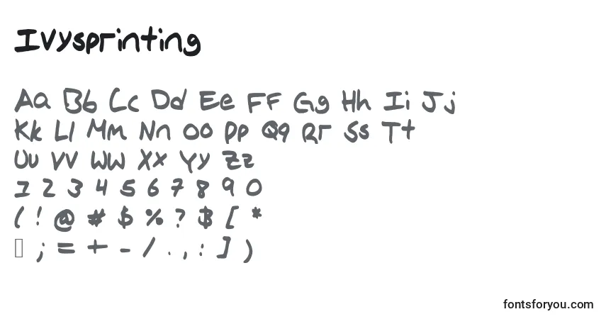Ivysprintingフォント–アルファベット、数字、特殊文字