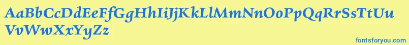 CharpentierrenredDemiobl Font – Blue Fonts on Yellow Background