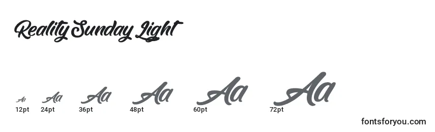 RealitySundayLight Font Sizes