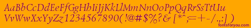 UkrainianlazurskiItalic Font – Purple Fonts on Orange Background