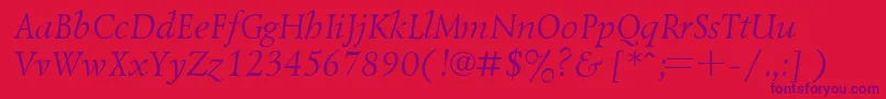 UkrainianlazurskiItalic Font – Purple Fonts on Red Background