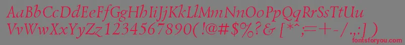 UkrainianlazurskiItalic Font – Red Fonts on Gray Background