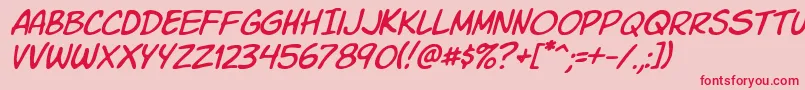 KomikaSlimItalic Font – Red Fonts on Pink Background