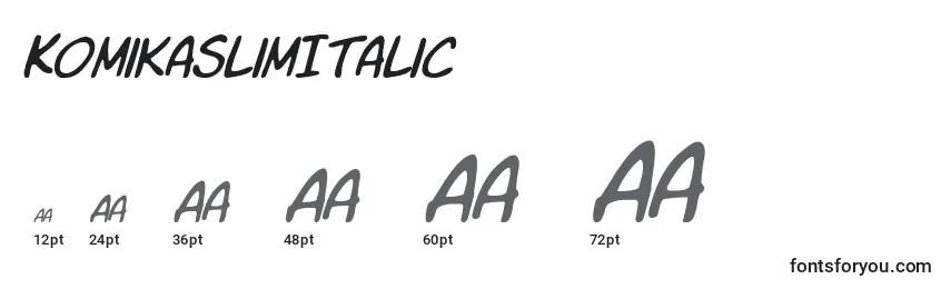 Размеры шрифта KomikaSlimItalic