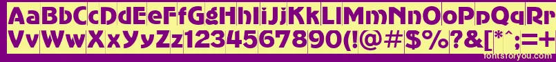 Advergothiccamctt-Schriftart – Gelbe Schriften auf violettem Hintergrund