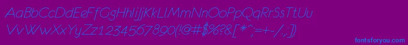 EurofurenceLightItalic Font – Blue Fonts on Purple Background