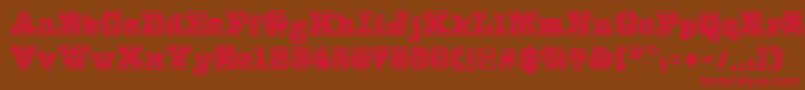 フォントTypeblock – 赤い文字が茶色の背景にあります。
