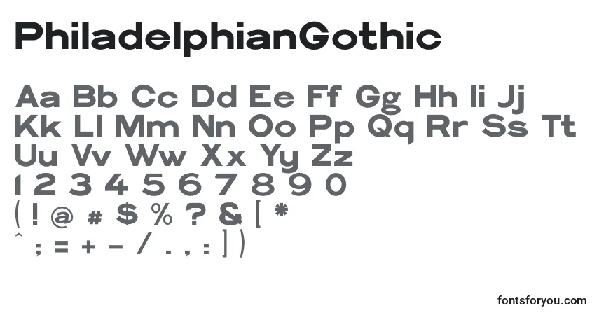 PhiladelphianGothic Font – alphabet, numbers, special characters