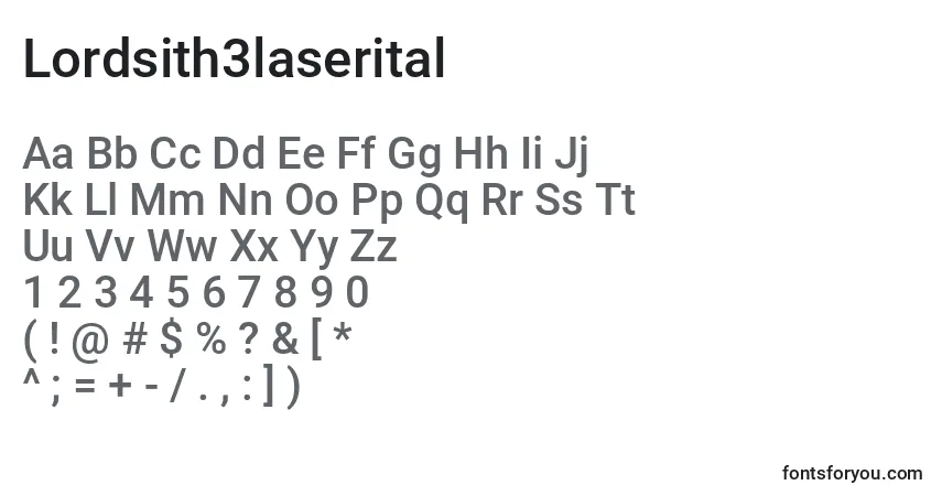 Schriftart Lordsith3laserital – Alphabet, Zahlen, spezielle Symbole