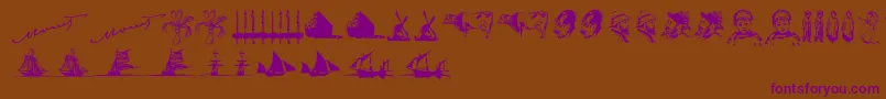 P22monetSketches Font – Purple Fonts on Brown Background