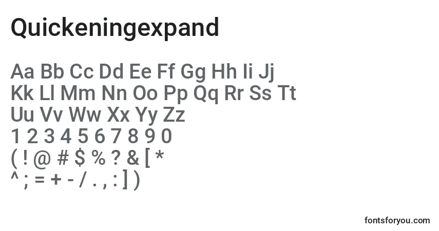 Quickeningexpand Font – alphabet, numbers, special characters