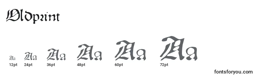 Größen der Schriftart Oldprint