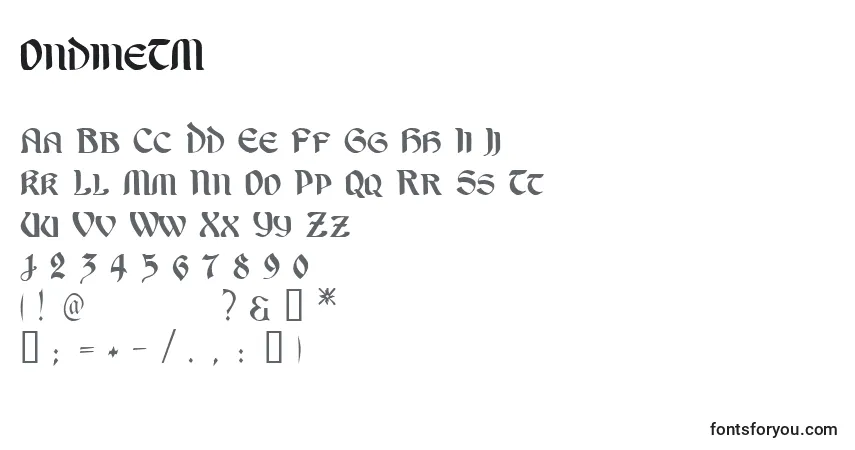 Schriftart OndineTM – Alphabet, Zahlen, spezielle Symbole